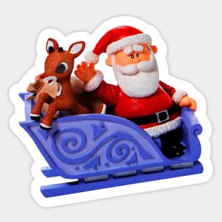 Rudolph and Santa Rankin Bass Retro Vintage Sticker